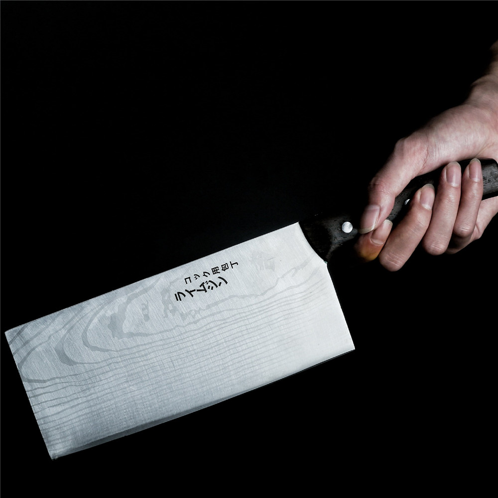 Oud Wood Chip - Japans roestvrijstalen mes Damascus patroon chef-kok