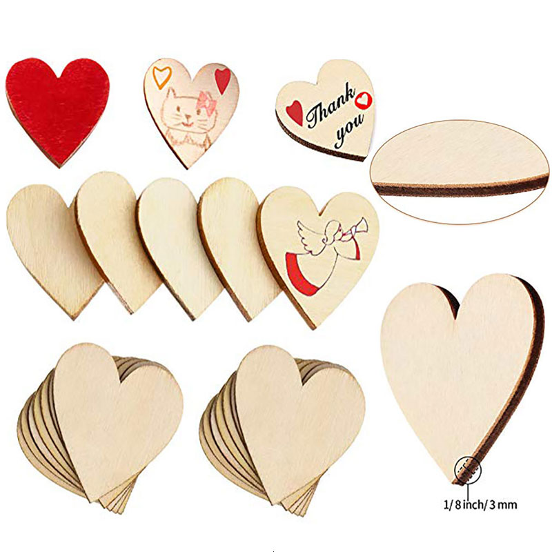 Oud Wood Chip - 3-100Pcs Unfinished Houten Harten Blank Hout
